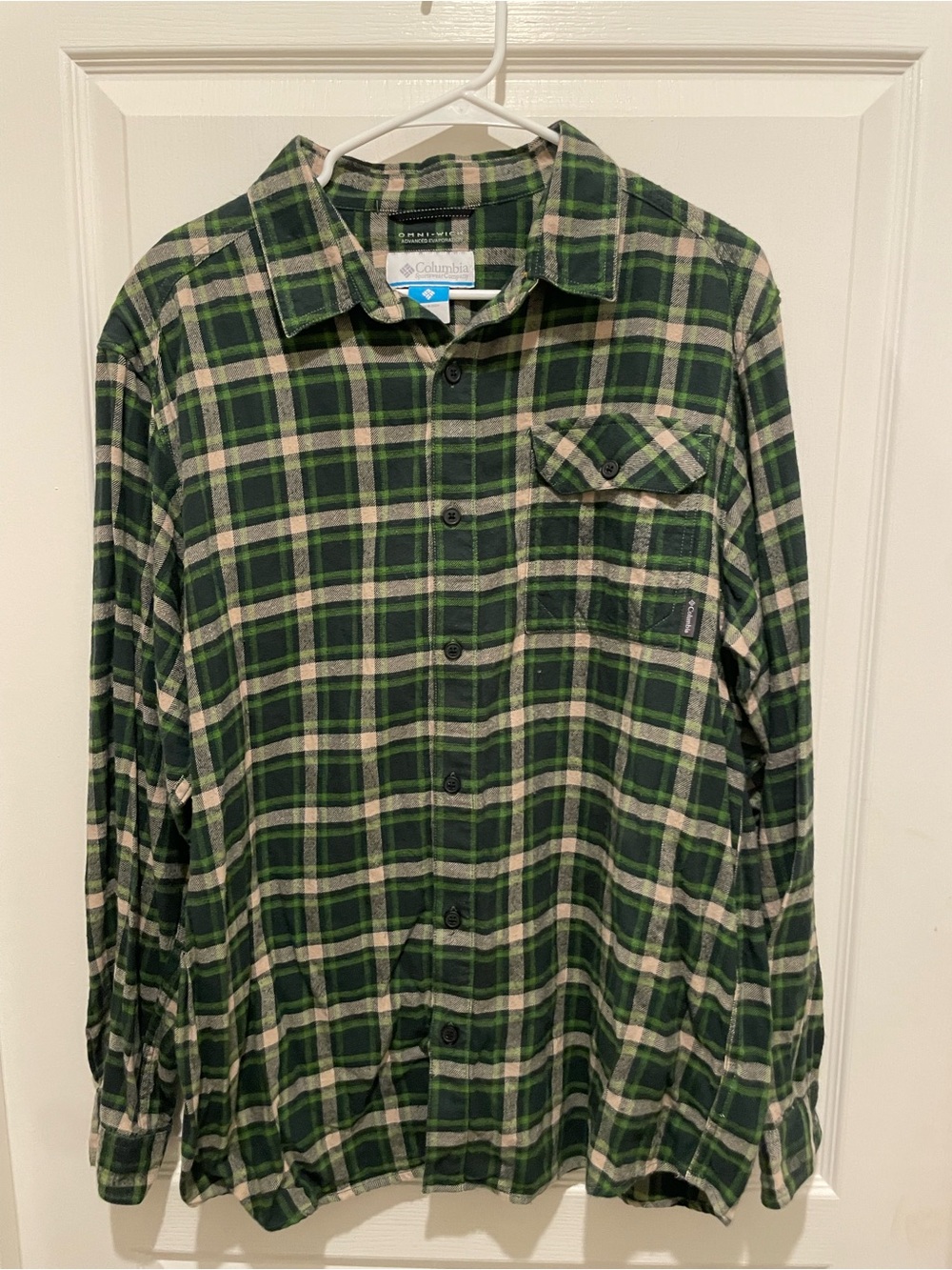 Columbia Green and Cream Plaid Button-Down Shirt